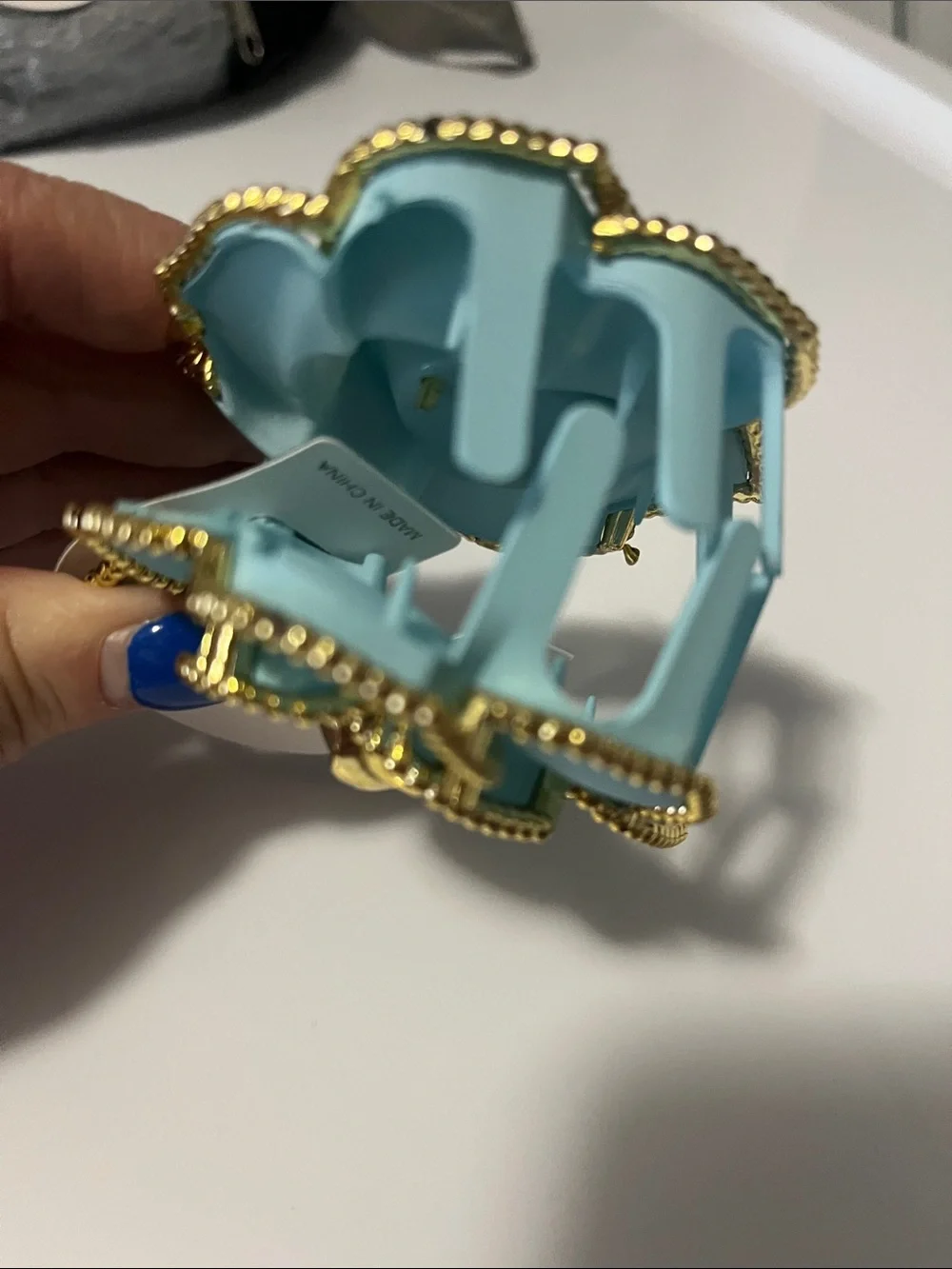 Gold-Trim Rose Hair Clips in Lavender, Mint & Sky Blue